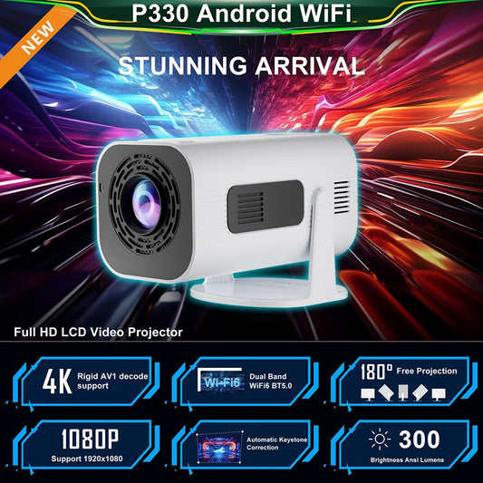 Salange P330W Mini Projetor Android 11 280 ANSI 4K 8K 1080P Wifi6